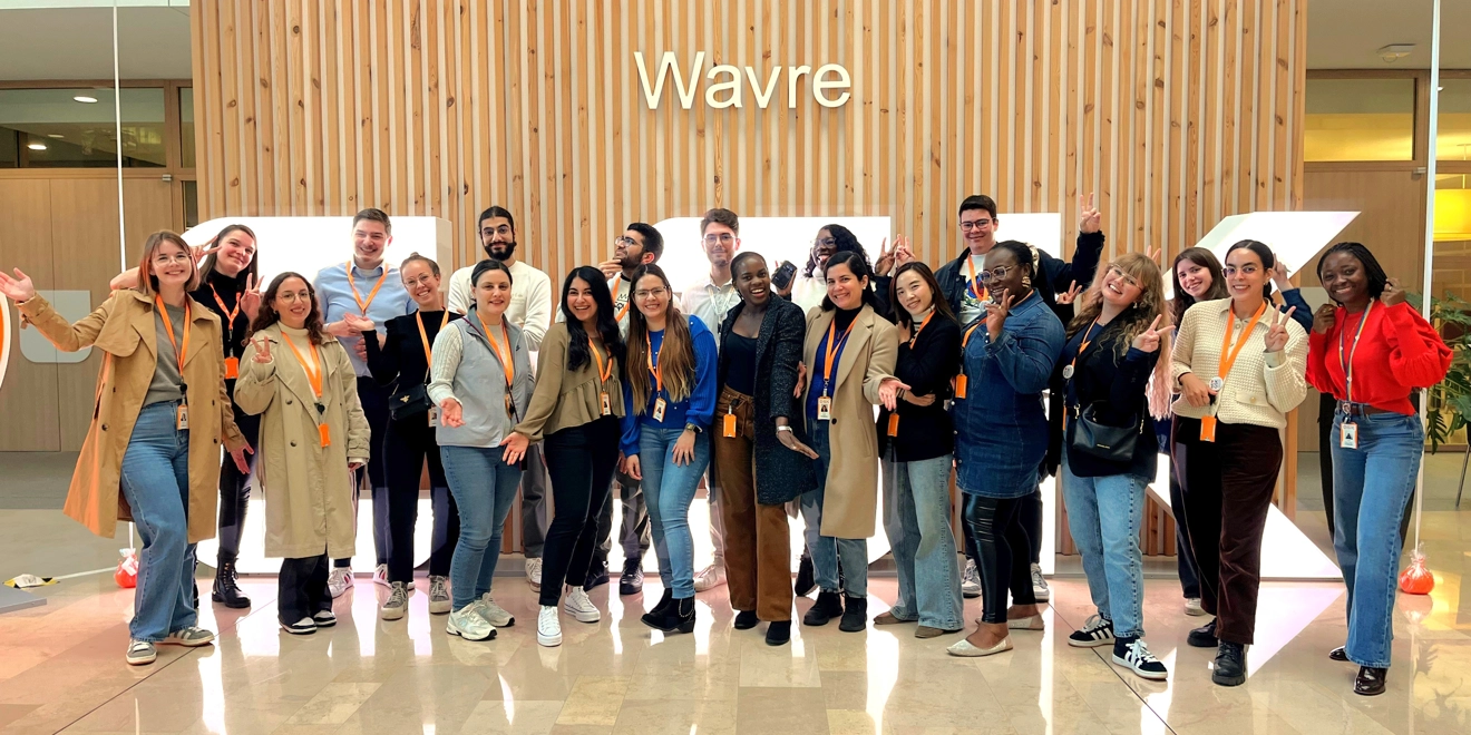 group photo of interns at the Wavre Office